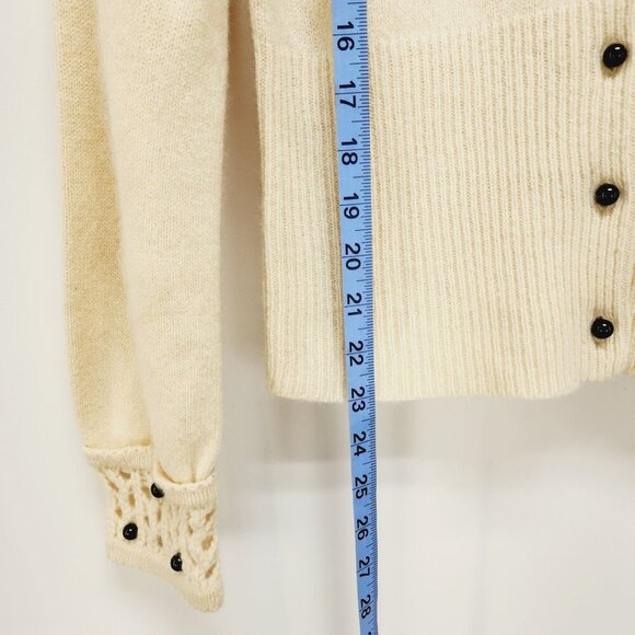 Anthropologie sleeping on snow cream colored marble beads cardigan sweater SZ S - Picture 9 of 11